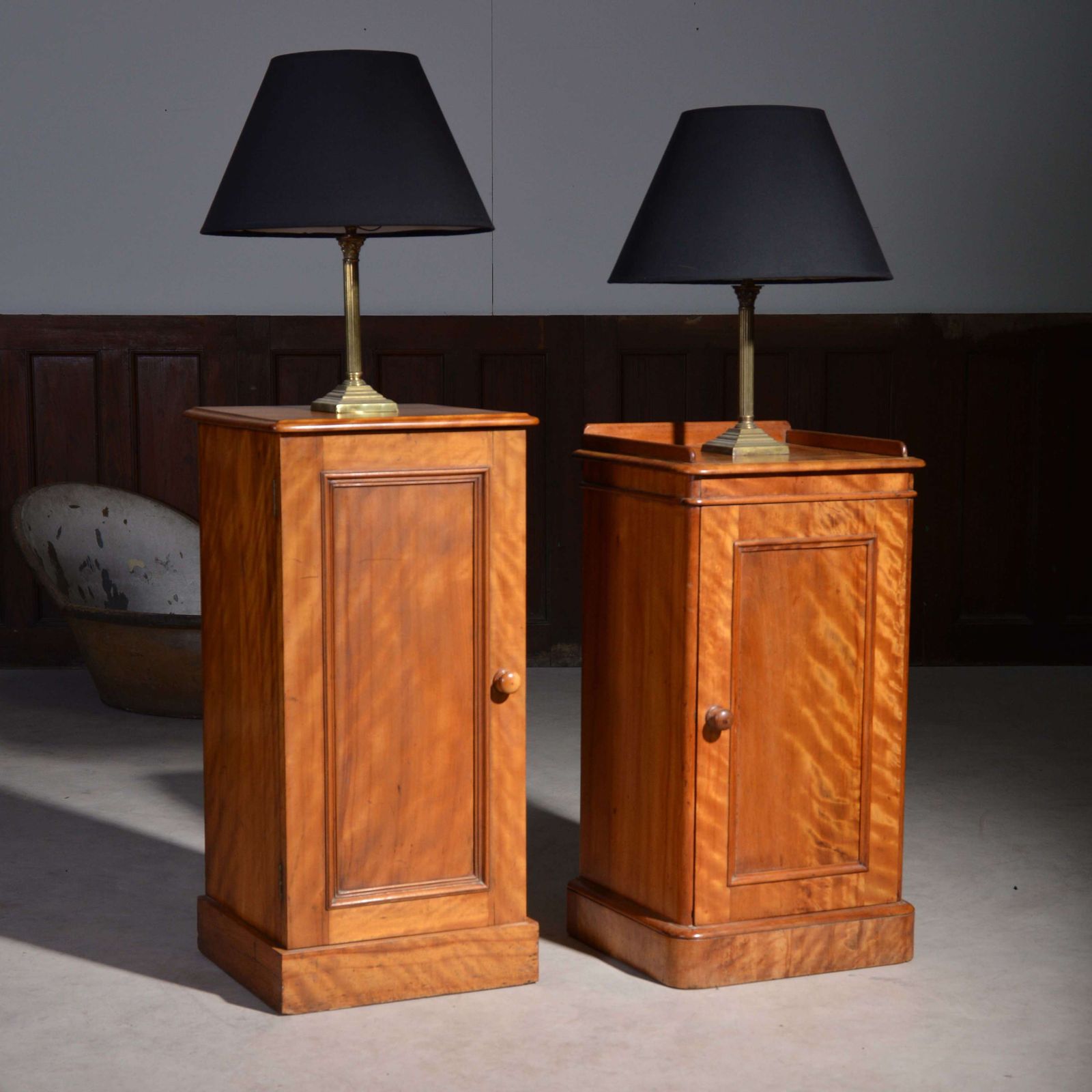 Near Pair Of Satin Birch Bedside Cabinets photo Furniture