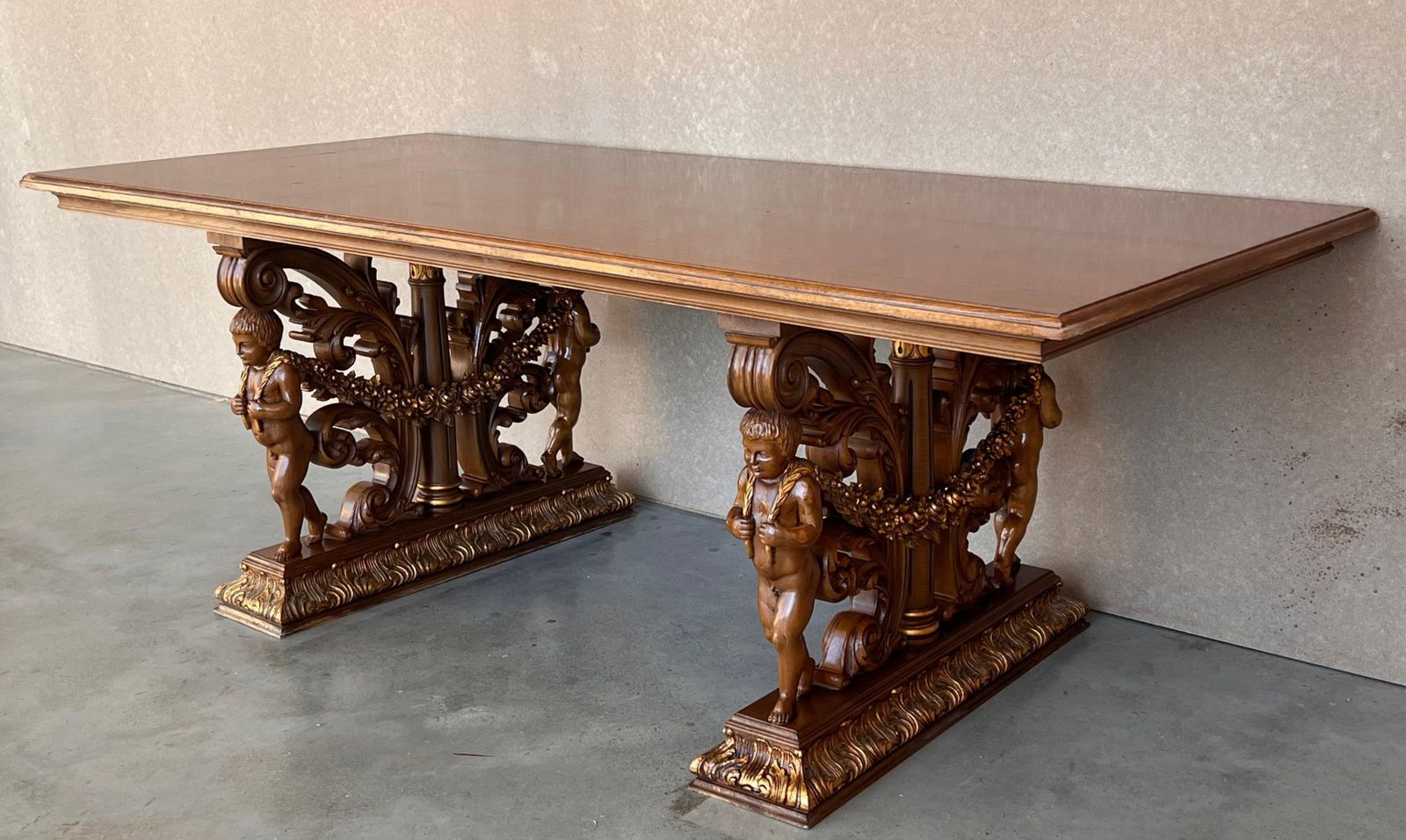 Early 20th Century French Carved Bleached Oak Marquetry Center Or Dining Table photo Furniture
