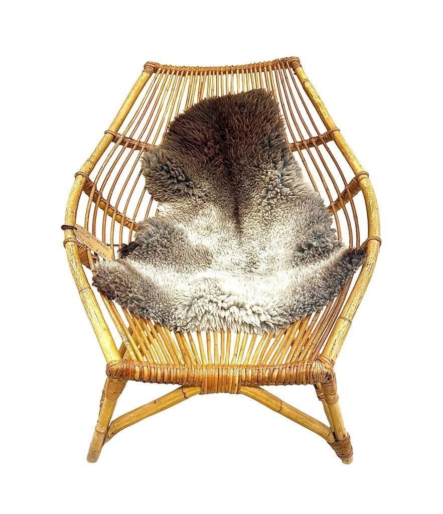 A 1970s Italian Riviera Bamboo Lounge Chair In The Style Of Franco Albini photo 895.0