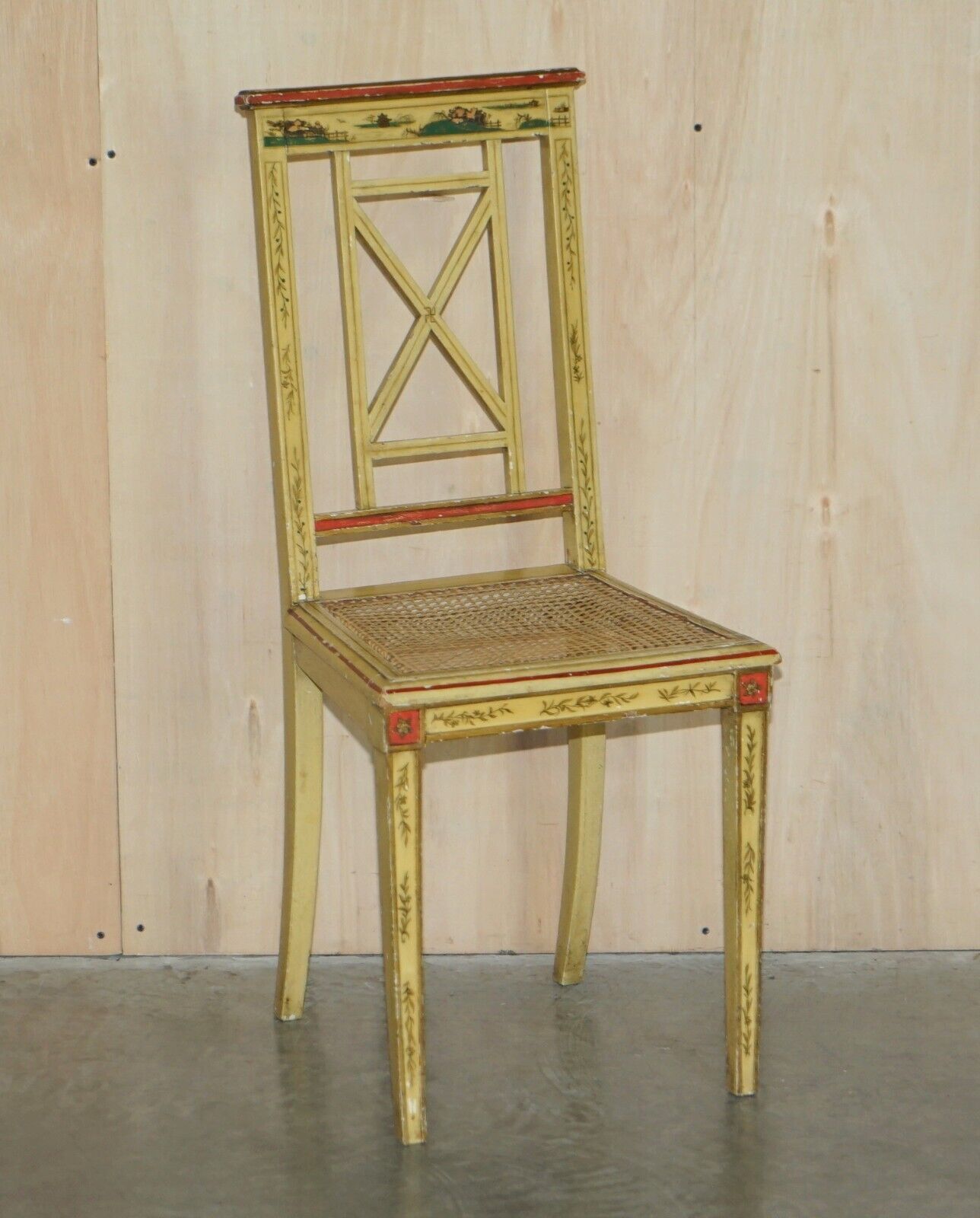 Pair Of Chinese Chinoiserie Bergère Side Chairs Hand Painted & Lacquered Finish photo furniture