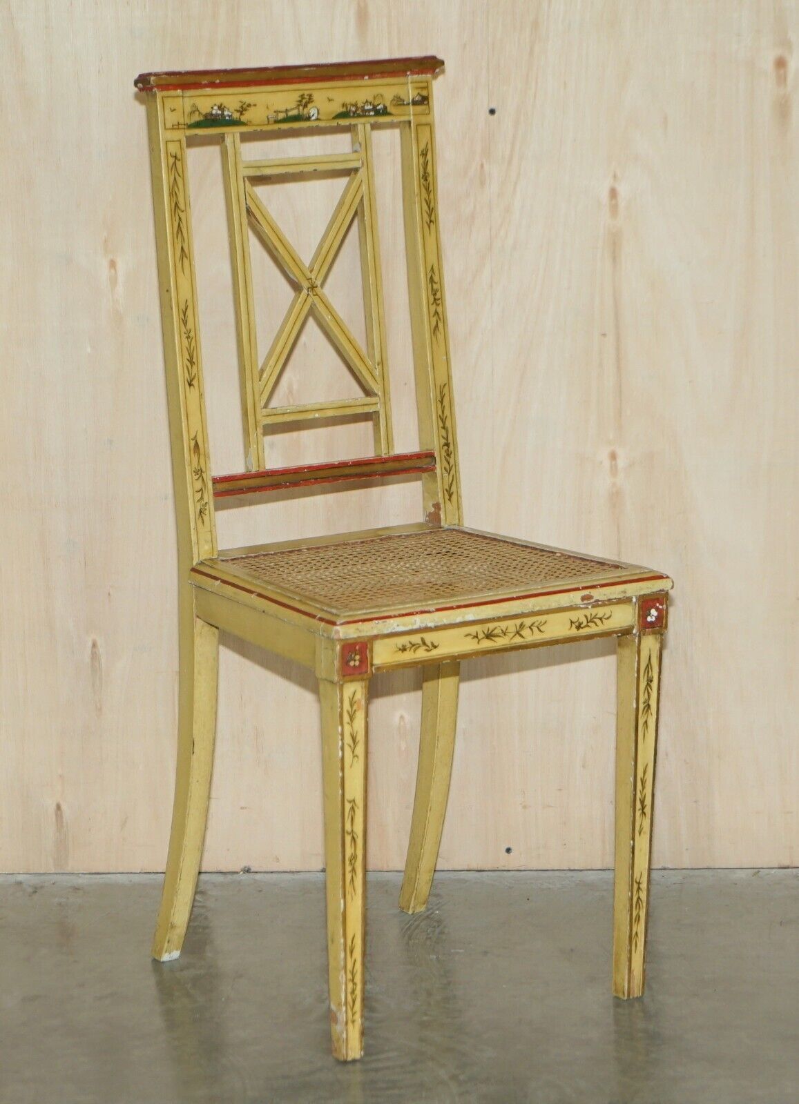 photo furniture Pair Of Chinese Chinoiserie Bergère Side Chairs Hand Painted & Lacquered Finish