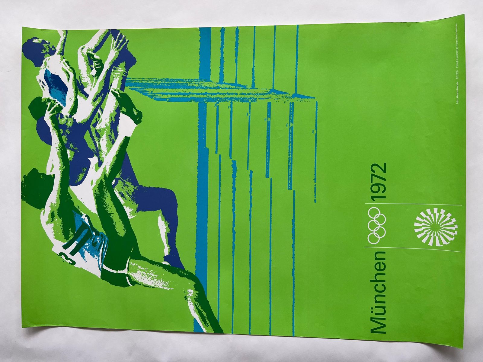 Otl Aicher Olympic Games Munich 1972, Running Over Obstacles, Original Poster photo Art