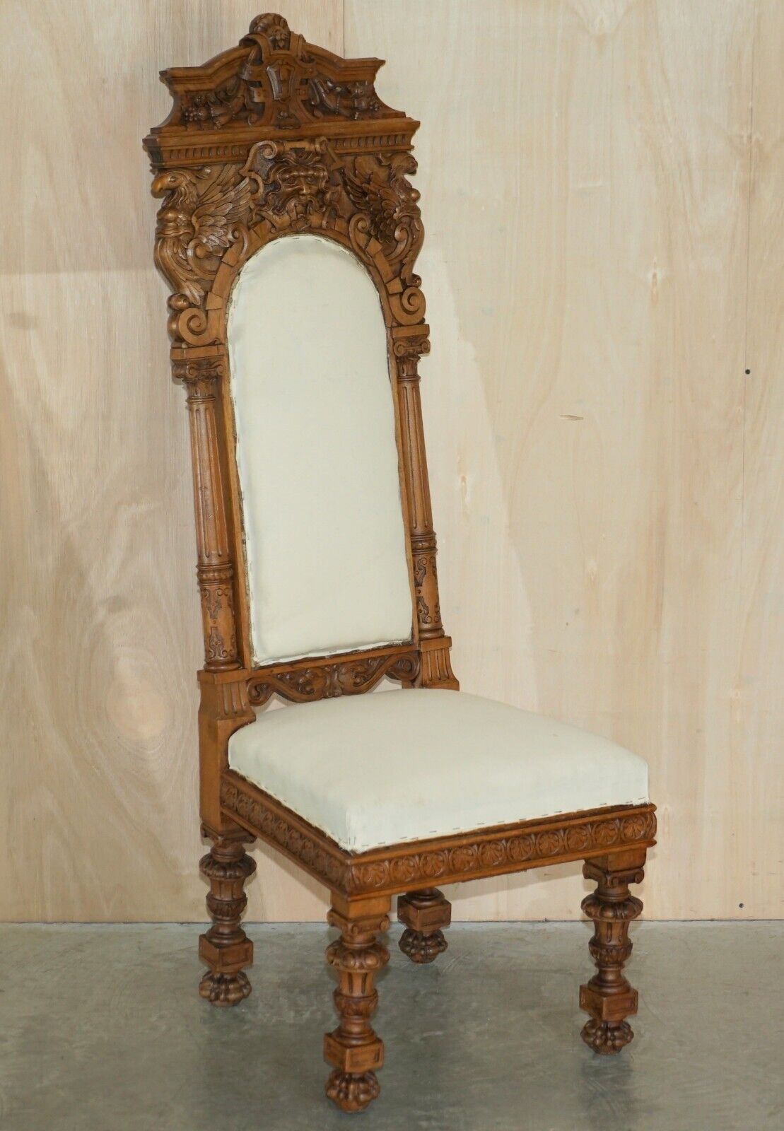 Pair Of Ornate Carved Antique Italian Throne Chairs With Griffins / Dragons photo furniture