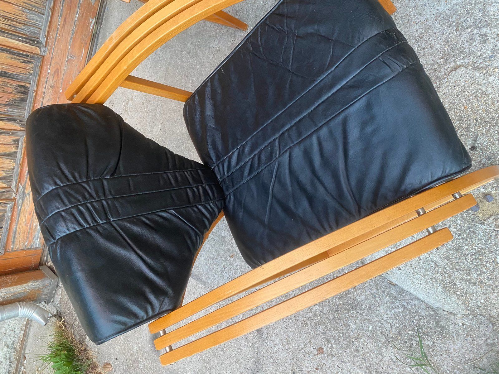 Mid Century Leather Sofa, Armchair And Table, Set Of 4 photo for sale