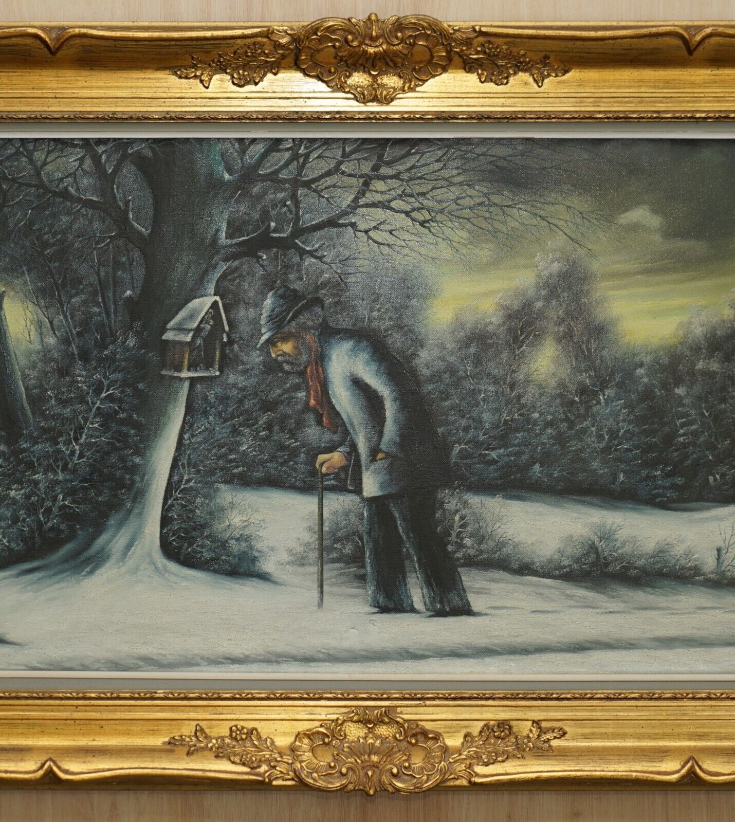 Stunning Victorian Large Scaled Dutch Oil Painting Of A Winter Scene By R Tuey photo for sale