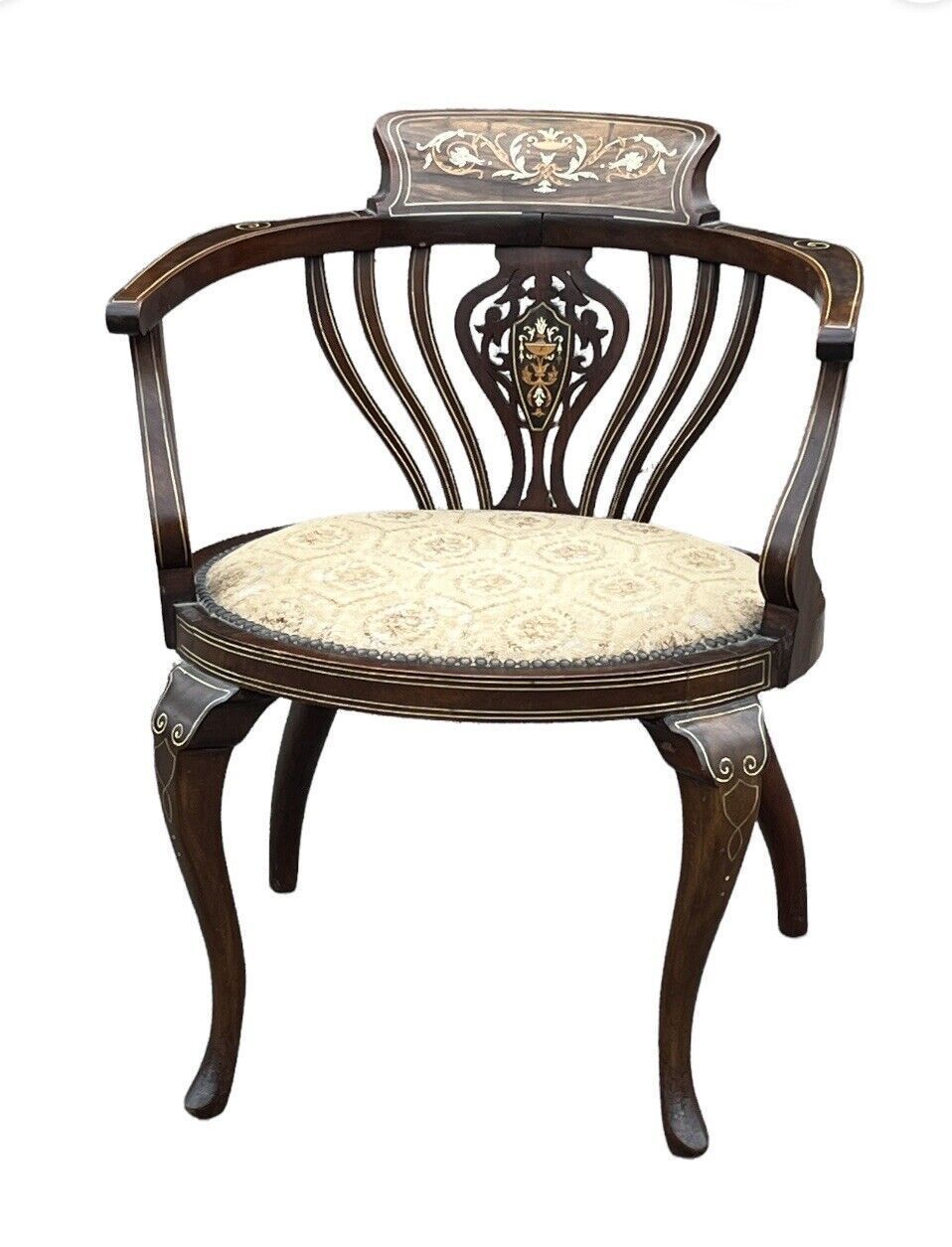 Antique Inlaid Mahogany Armchair , Superb Quality.