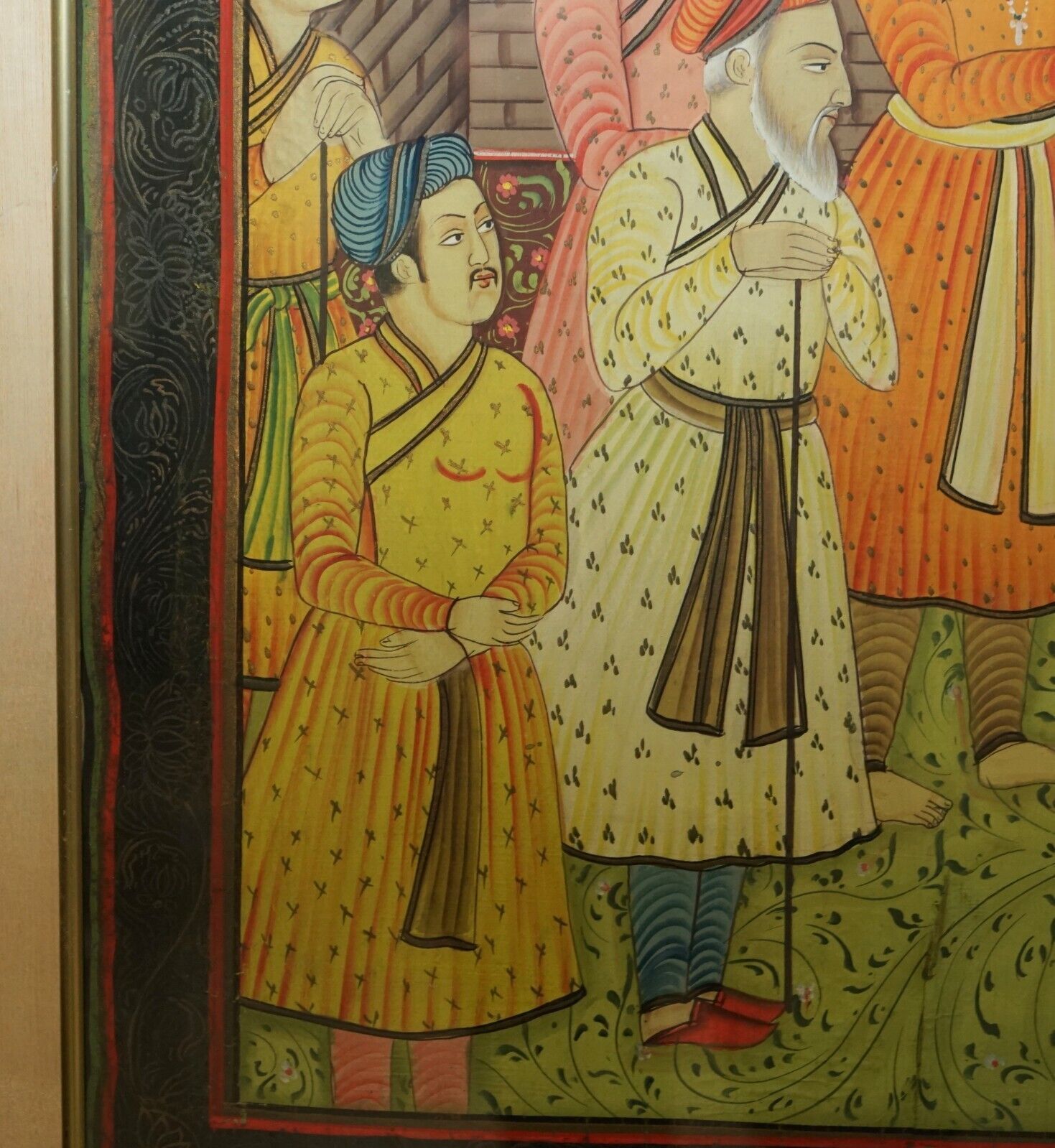 3000.0 Pair Of Collectable Antique Persian Hand Painted Oriental Scenes On Silk Framed photo