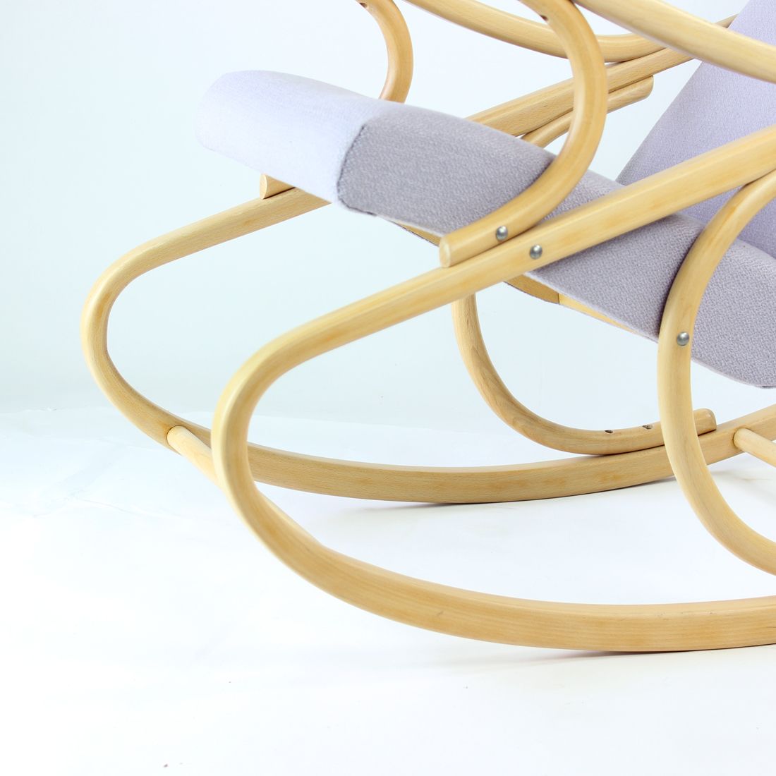 Mid Century Bentwood Rocking Armchair In Blond Oak By Ton, Czechoslovakia 1960s photo vinterior