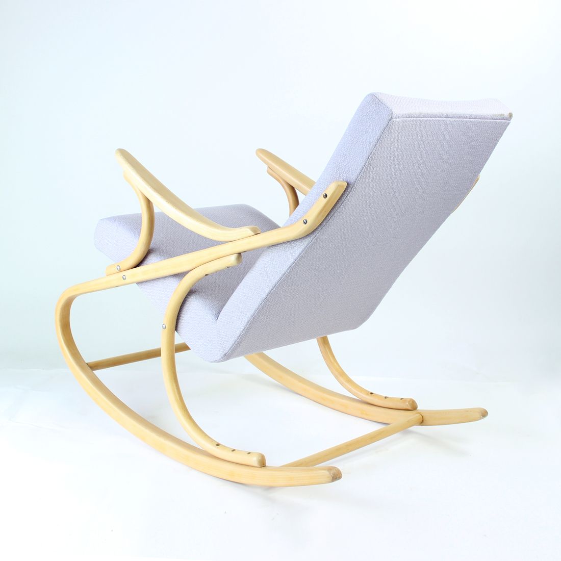 photo for sale Mid Century Bentwood Rocking Armchair In Blond Oak By Ton, Czechoslovakia 1960s