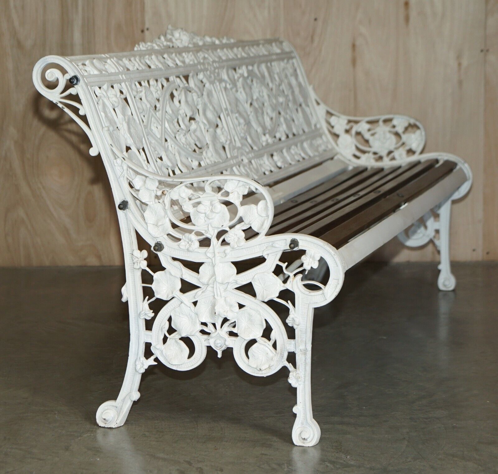 Furniture Restored Antique Victorian 1870 Coalbrookdale Nasturtium Pattern Garden Bench photo