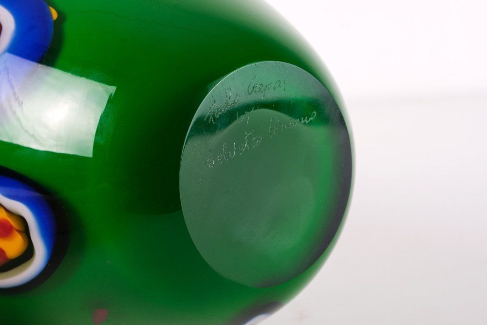Murano Glass Vase With Murrine And Avventurine By Paolo Crepax For Belvetro Murano photo Home Decor
