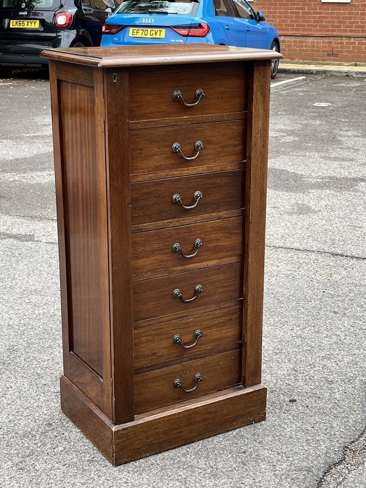 Edwardian Mahogany Wellington Chest. With Working Lock & Key. photo furniture