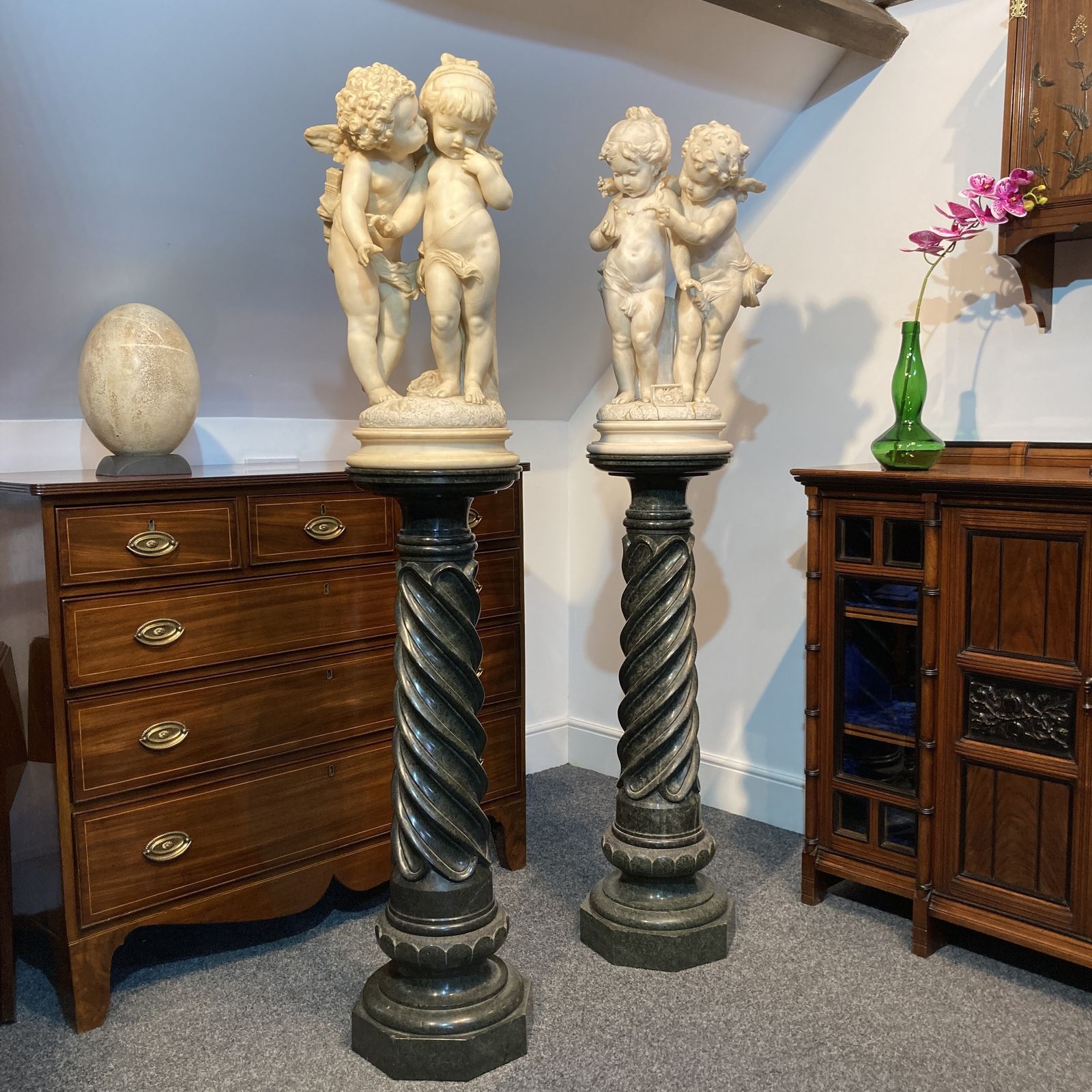 Pair Of Neoclassical Marble Columns, French, 19th Century photo furniture