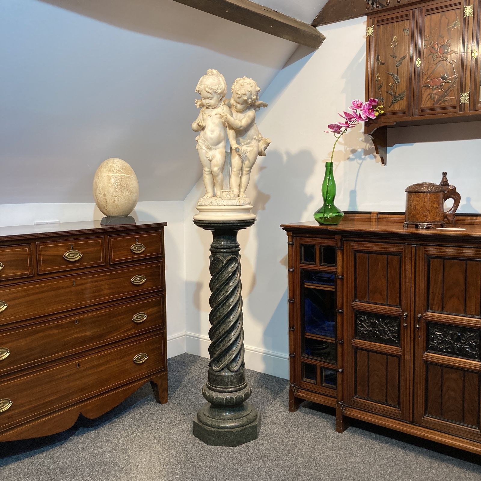 Pair Of Neoclassical Marble Columns, French, 19th Century photo for sale
