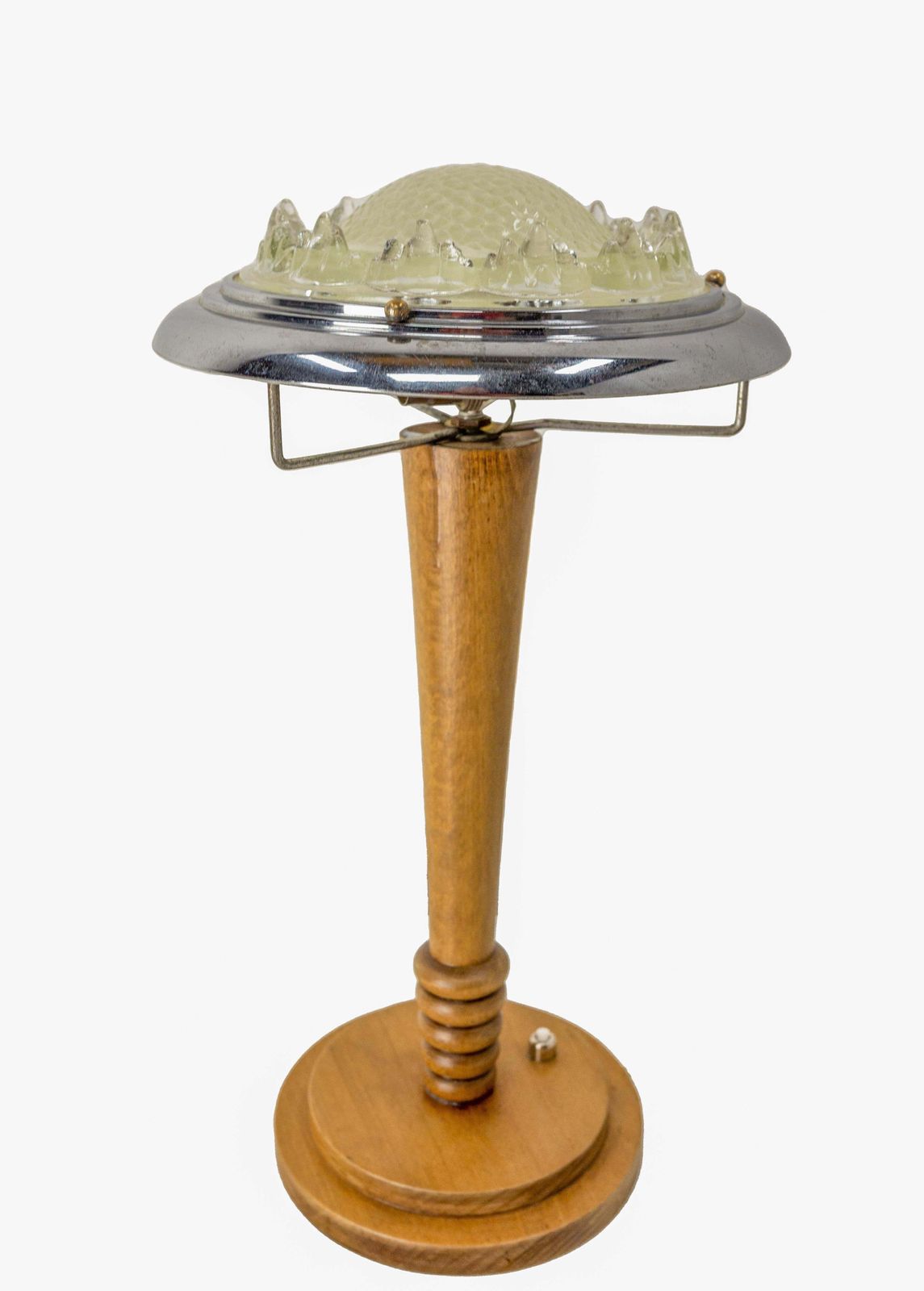 Lampe de table Art déco dans le style Ezan, en hêtre, chrome et verre, vers 1930 photo furniture