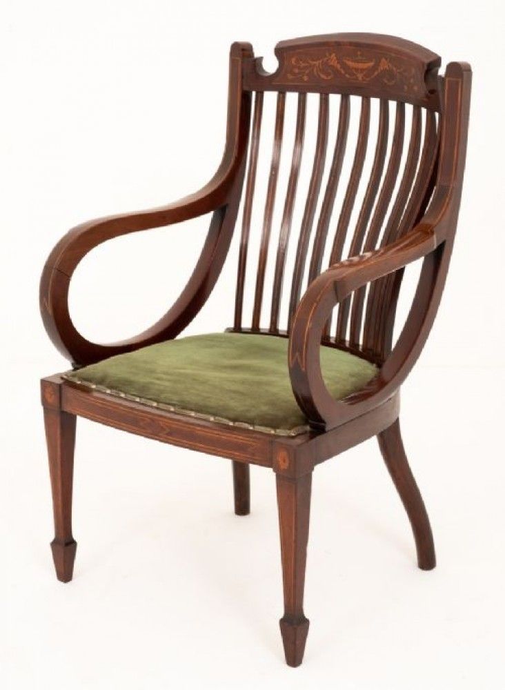 Antique Sheraton Revival Arm Chair Elbow Chairs 1890 photo furniture