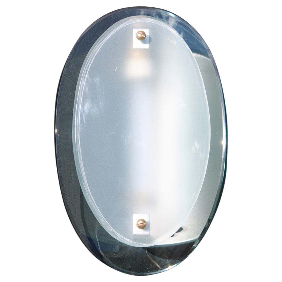 Mid Century Fontana Arte Style Concave Green Nile Crystal Wall Lamp