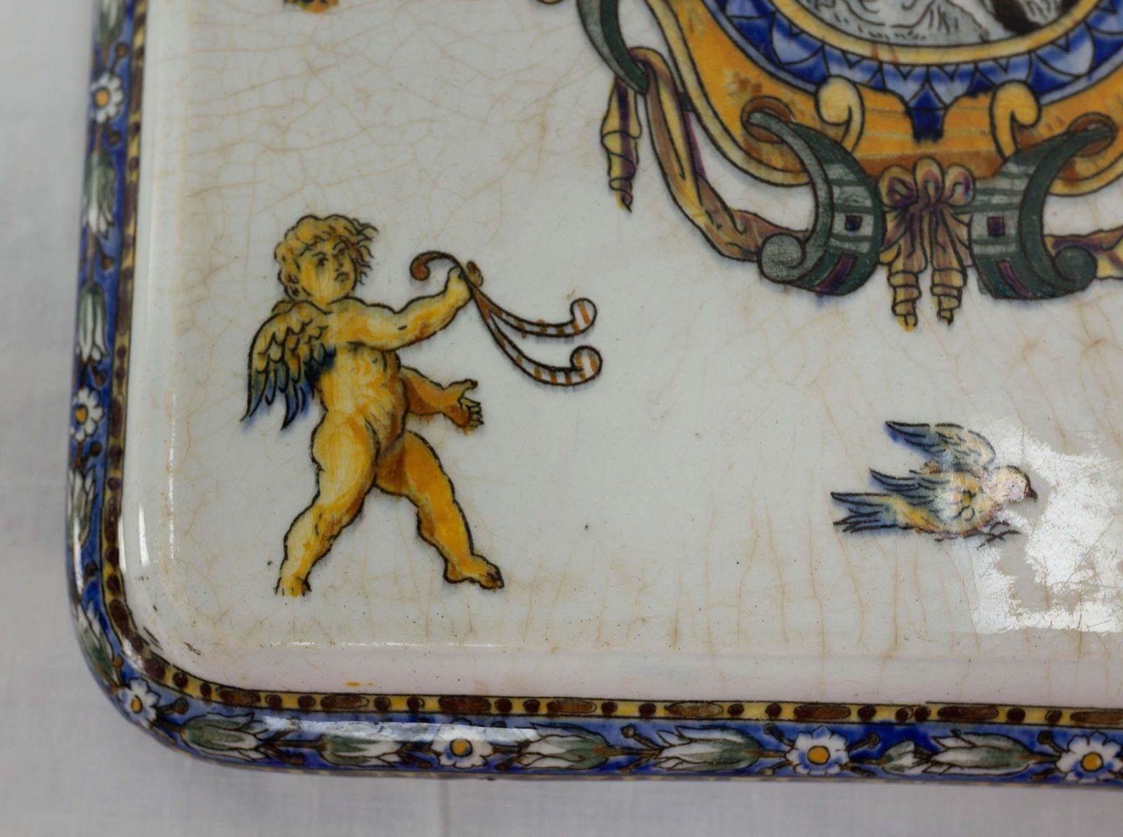 Plat ou plateau en porcelaine peint à la main, décor Chinoiserie, fin du XIXe siècle photo Décoration