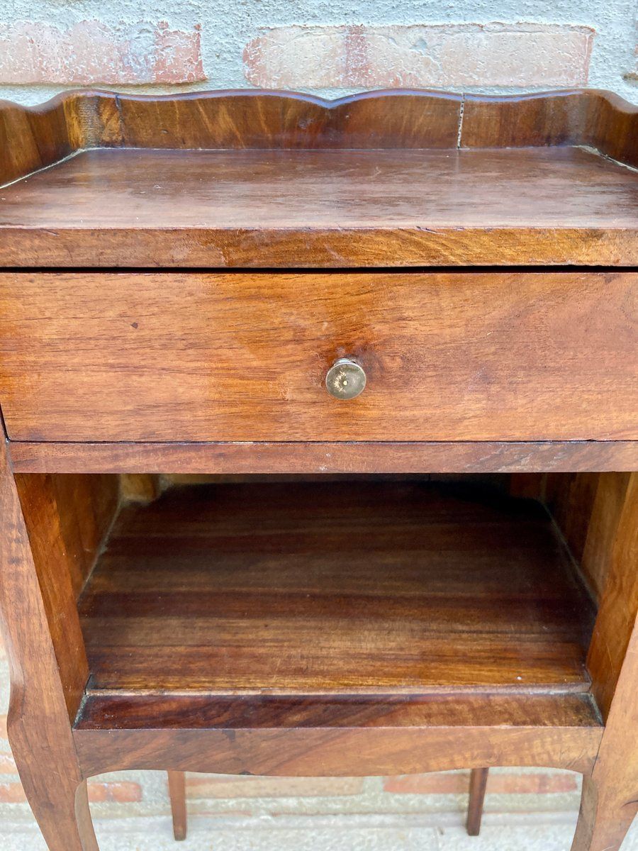 Vintage French Bedside Tables In Walnut And Iron Hardware, 1930, Set Of 2 photo vinterior