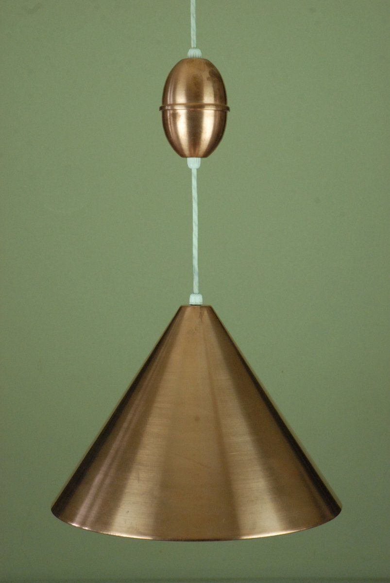 Rise And Fall Copper Billiard Pendant Lamp From Louis Poulsen & Co. A/S, 1960s