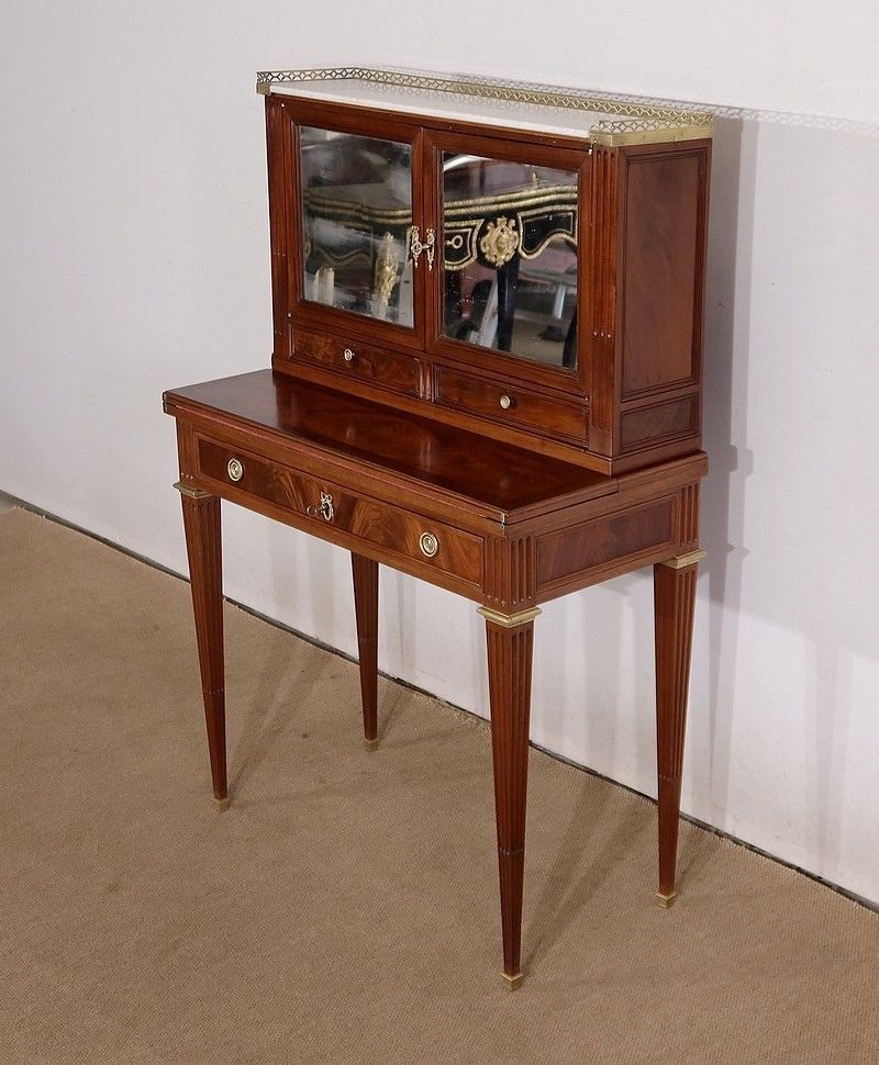 Small Mahogany Bonheur Du Jour, Louis XVI Style, Mid 19th Century