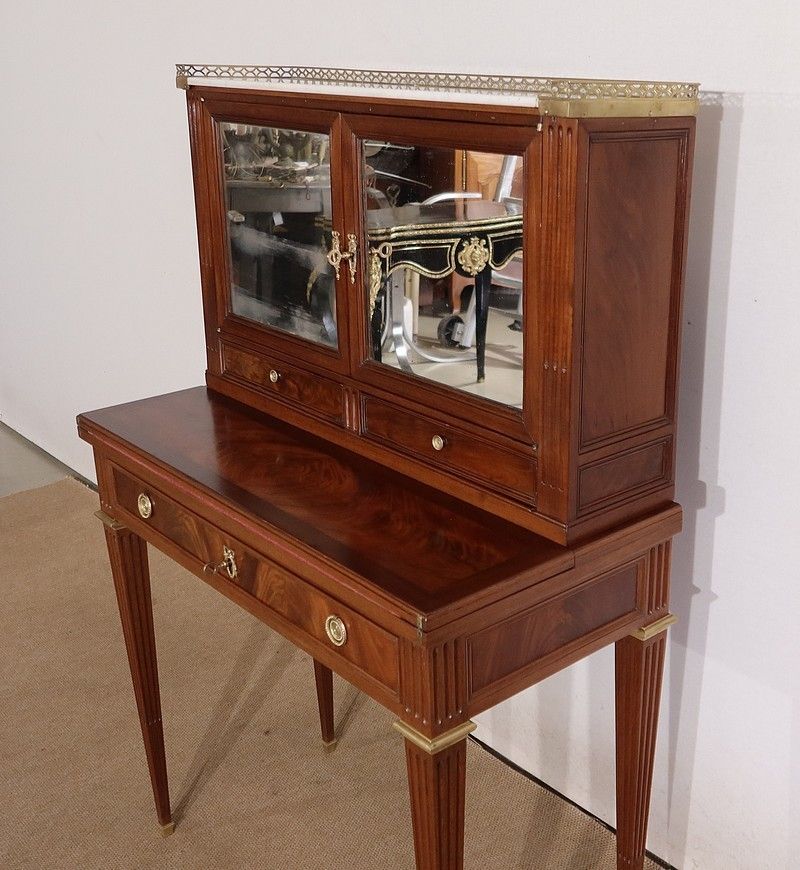 photo for sale Small Mahogany Bonheur Du Jour, Louis XVI Style, Mid 19th Century