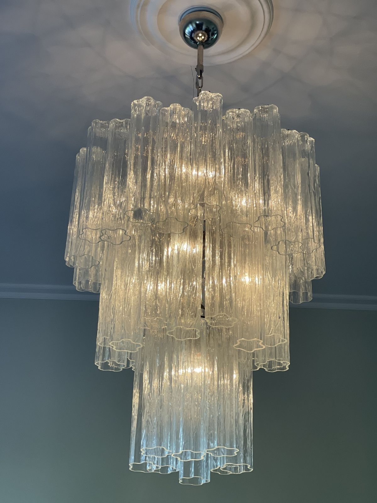 photo furniture Murano Glass Chandelier 'Tubular'. Xl