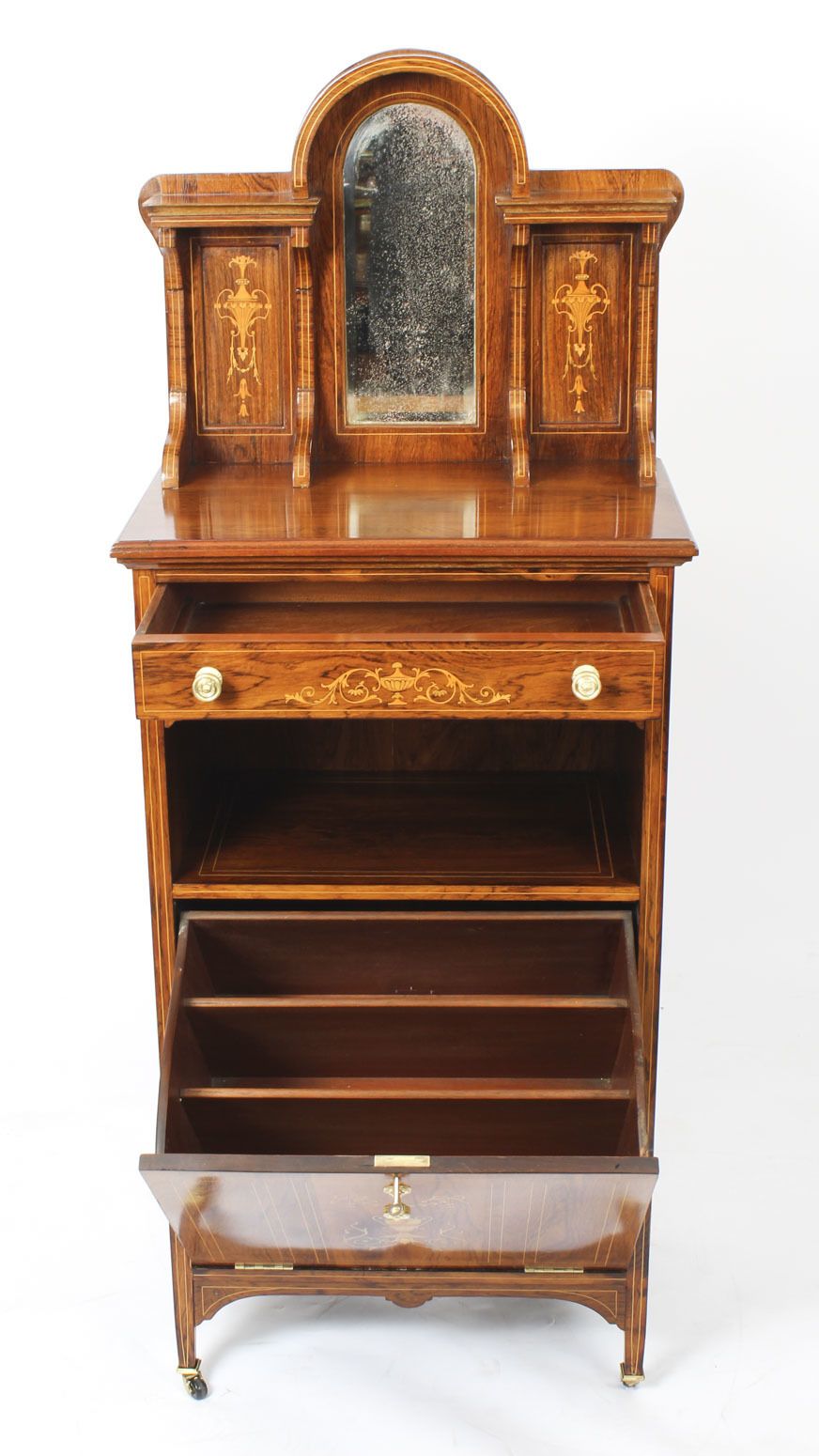 photo vinterior Edwardian Gonçalo Alves Marquetry Inlaid Music Cabinet 19th Century