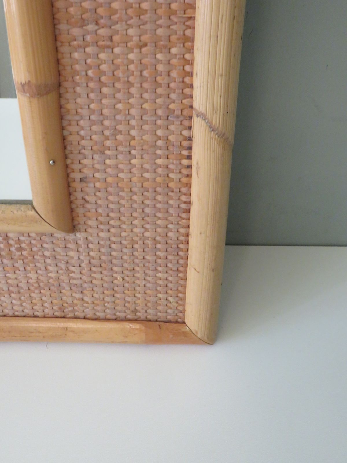 Large Mid Century Vera Dal Italian Wall Mirror In Bamboo And Cane. photo 820.0
