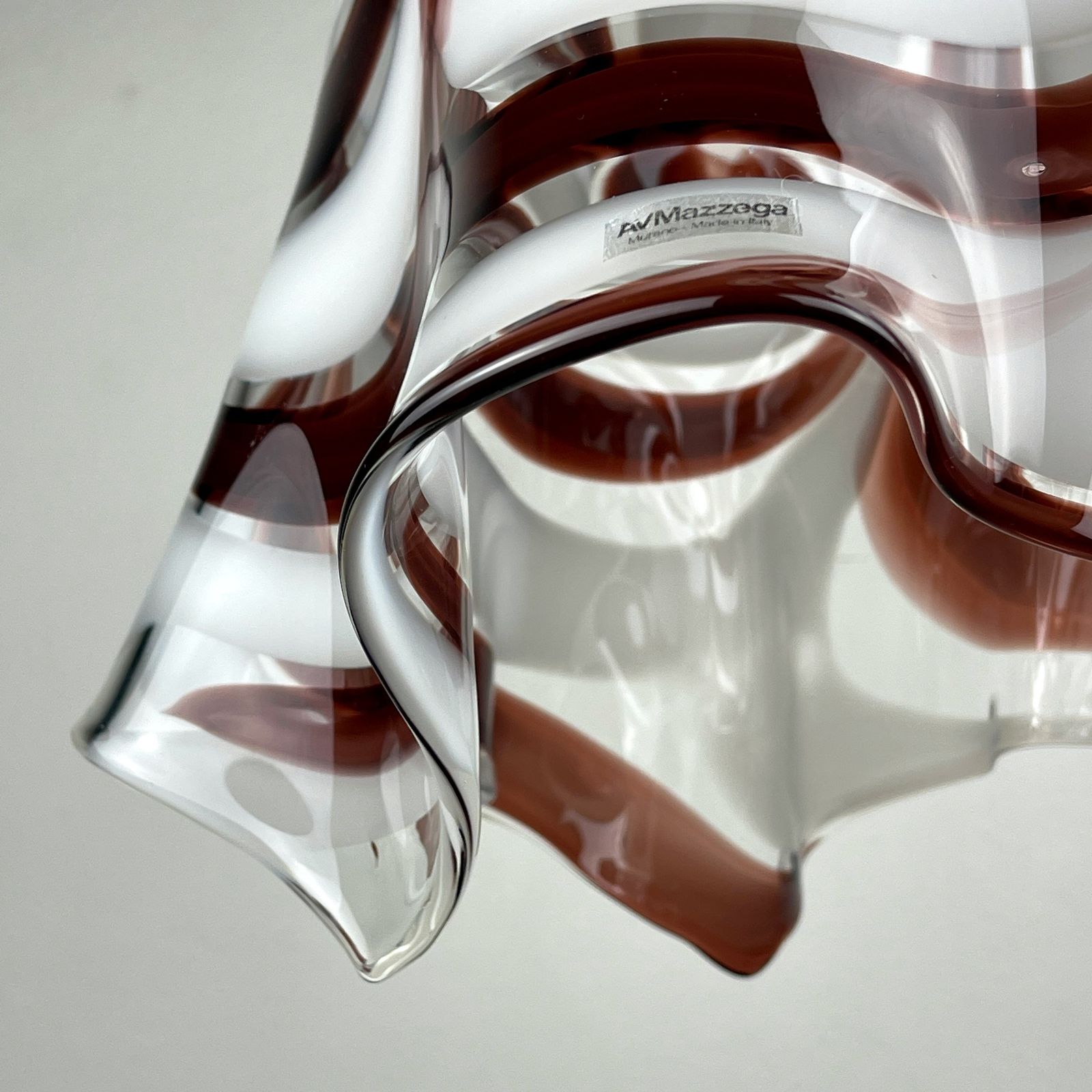 Original Murano Glass Brown Pendant Lamp Fazzoletto By Av Mazzega Italy 1970s photo vinterior