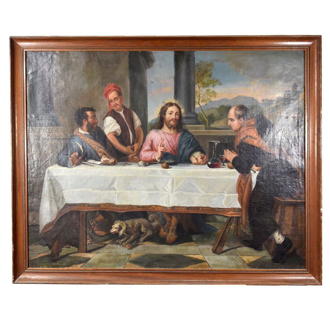 Oil On Canvas Representation Of Jesus Christ 18th Century