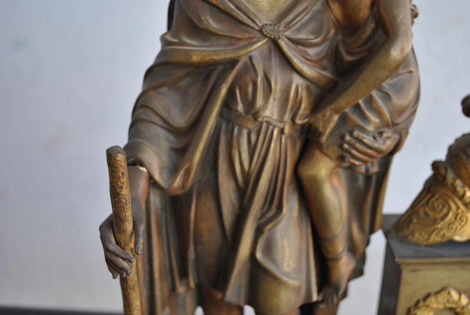 Bronze Representing Roman Soldier With Child Black Marble Base Xixth Century photo 1047.0