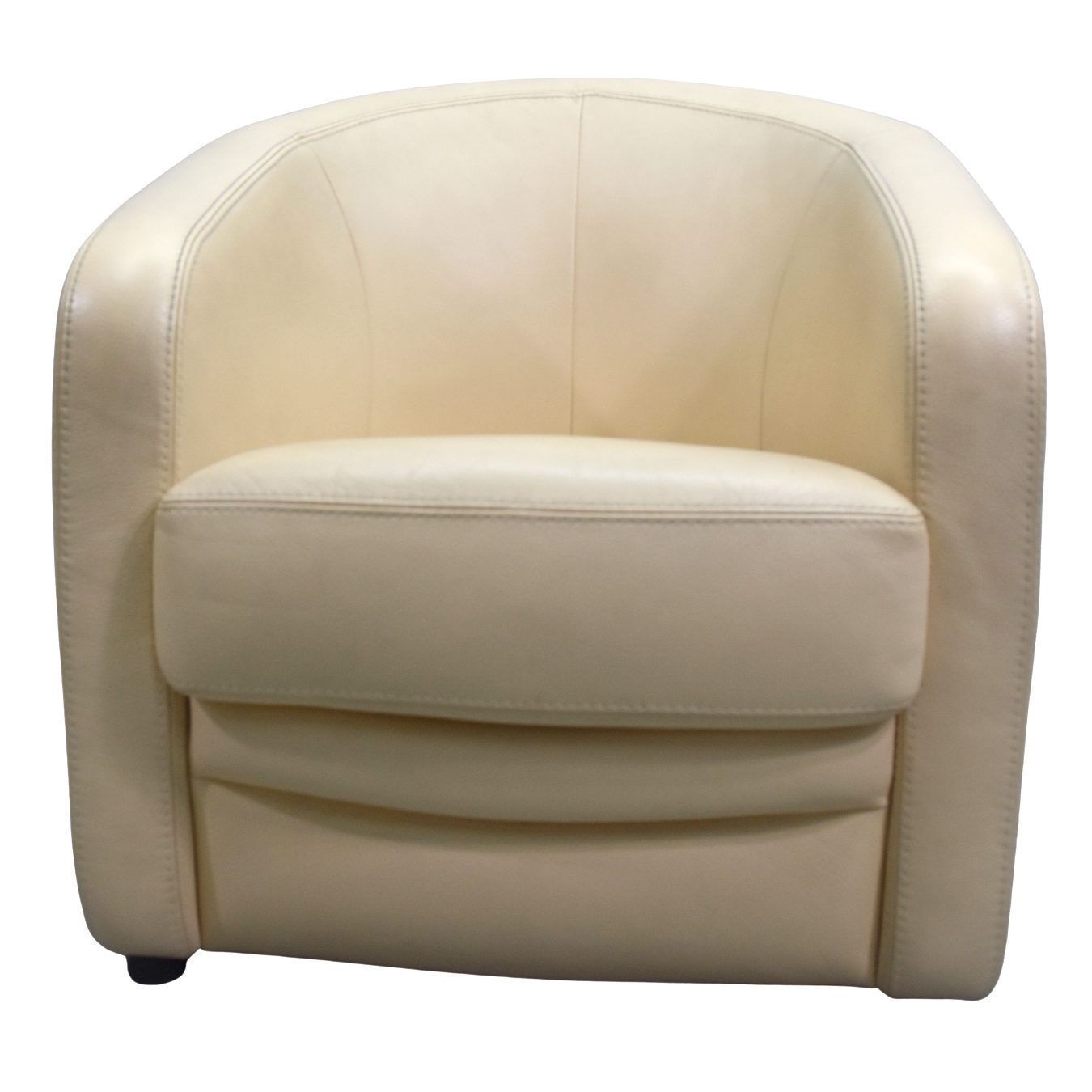 Art Deco Style Cream Leather Club Armchairs (Pair) photo for sale