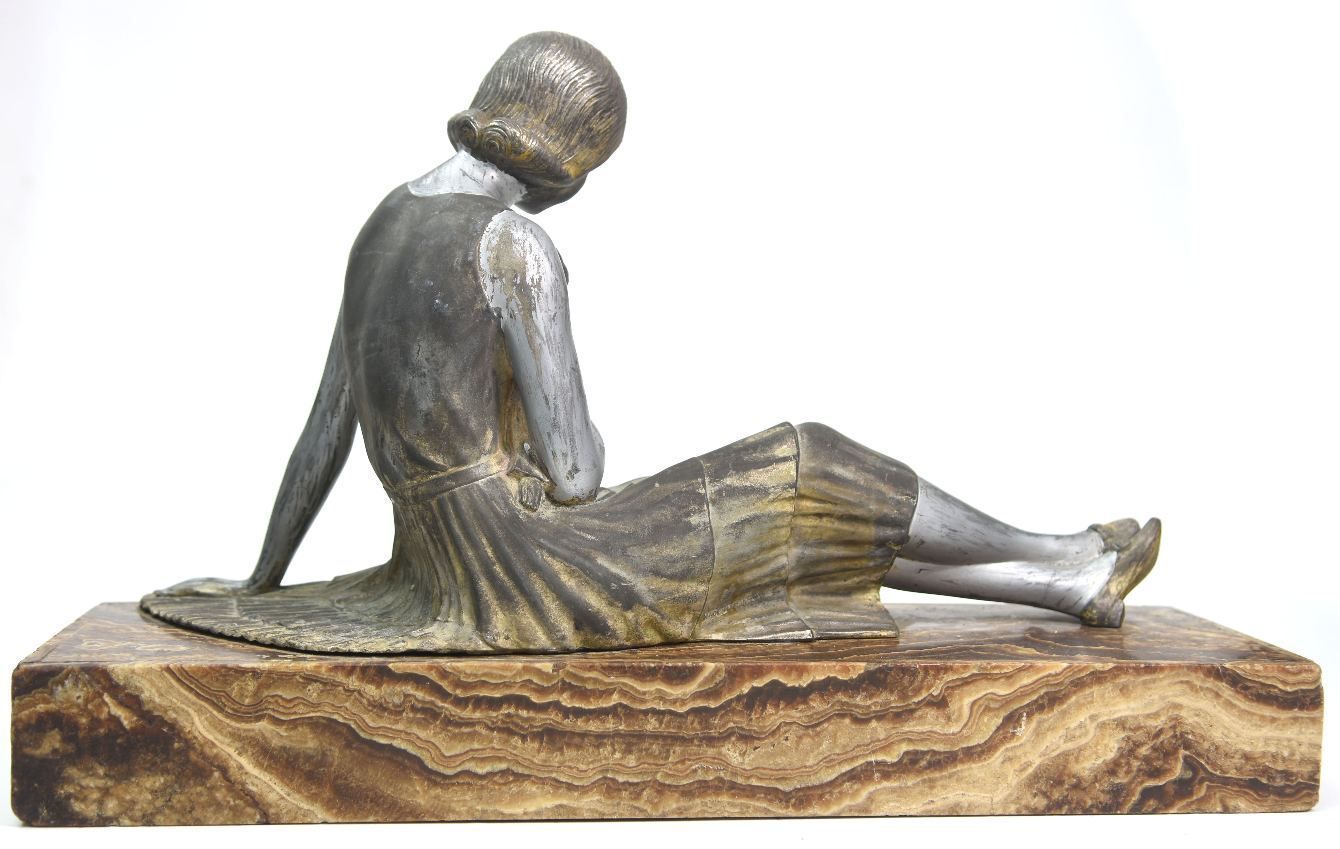 1930 Art Deco Spelter By Demeter Chiparus Onyx Base photo 2349.0