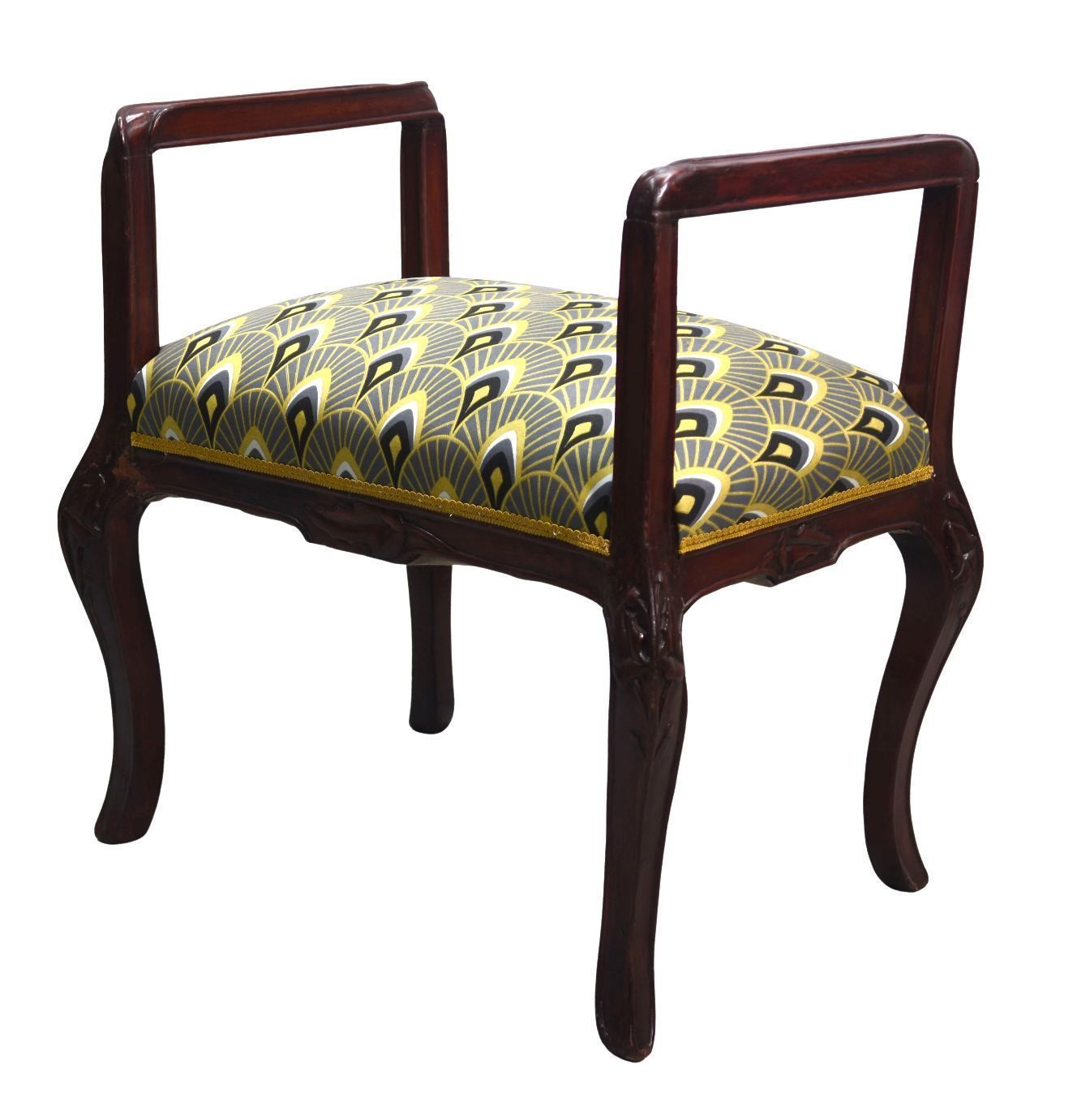 Series Of 3 Art Nouveau Mahogany Seats 1900 photo vintage