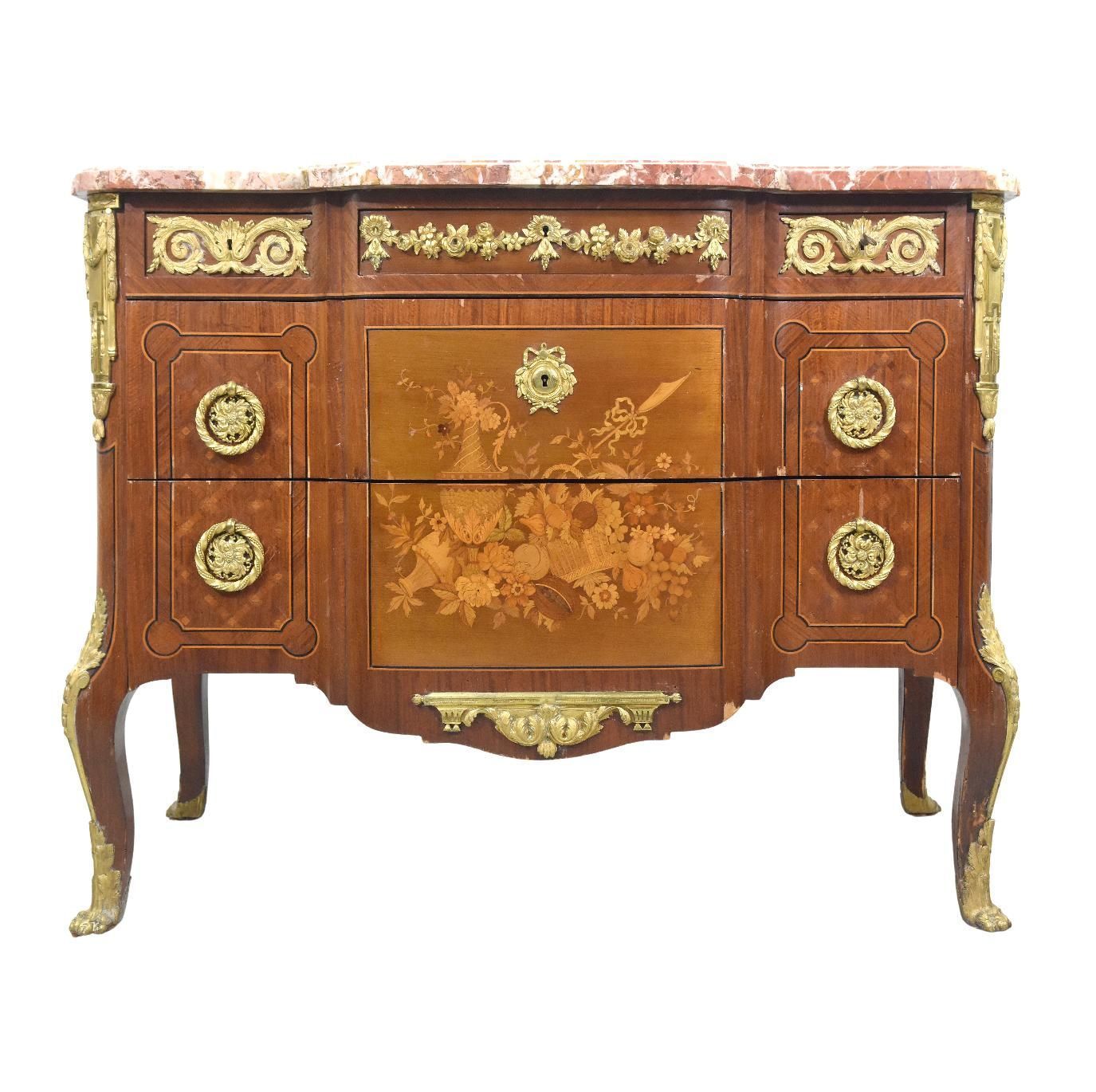 Transition Style Chest Of Drawers Inlaid 19th Century Rosewood