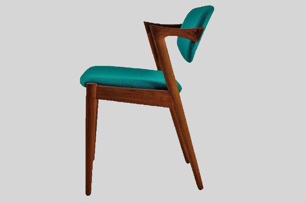 Eight Danish Fully Restoredkai Kristiansen Dining Chairs In Teak Inc. Custom Upholstry photo for sale