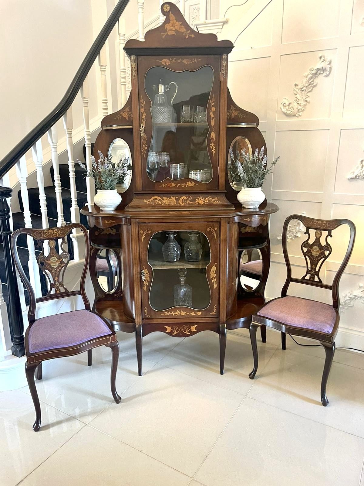 Antique Quality Marquetry Inlaid Mahogany Display Cabinet photo buy