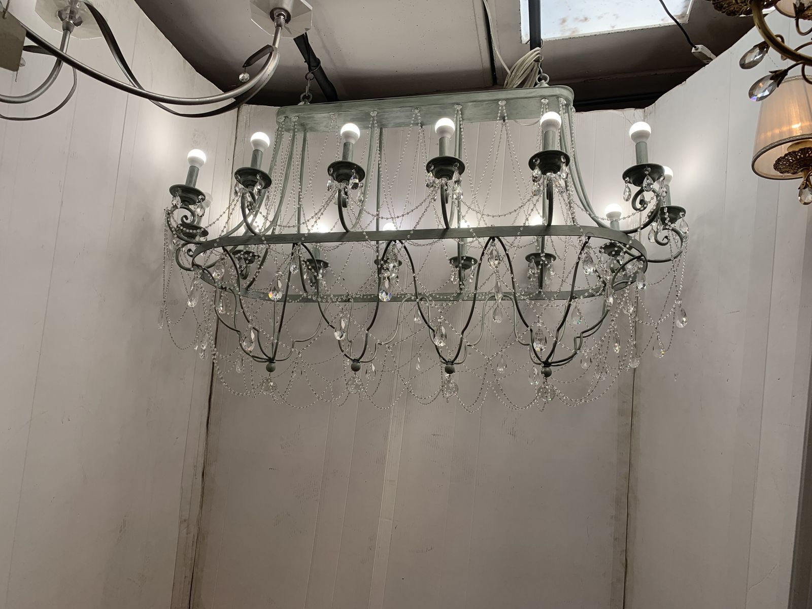 Chandelier In Black Metal, 14 Lights, Wrought Iron Florentine Art Made In Italy photo 15872.0