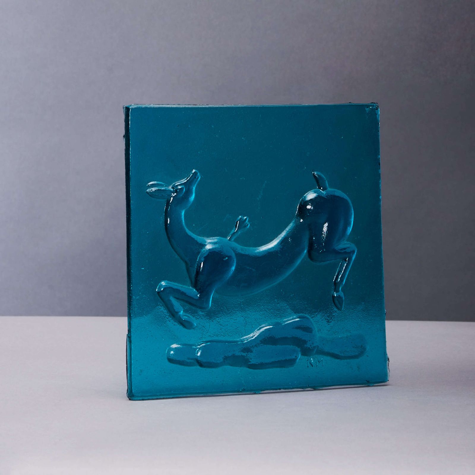 Molded Glass Gile Depicting A Wounded Gazelle By Napoleone Martinuzzi photo buy