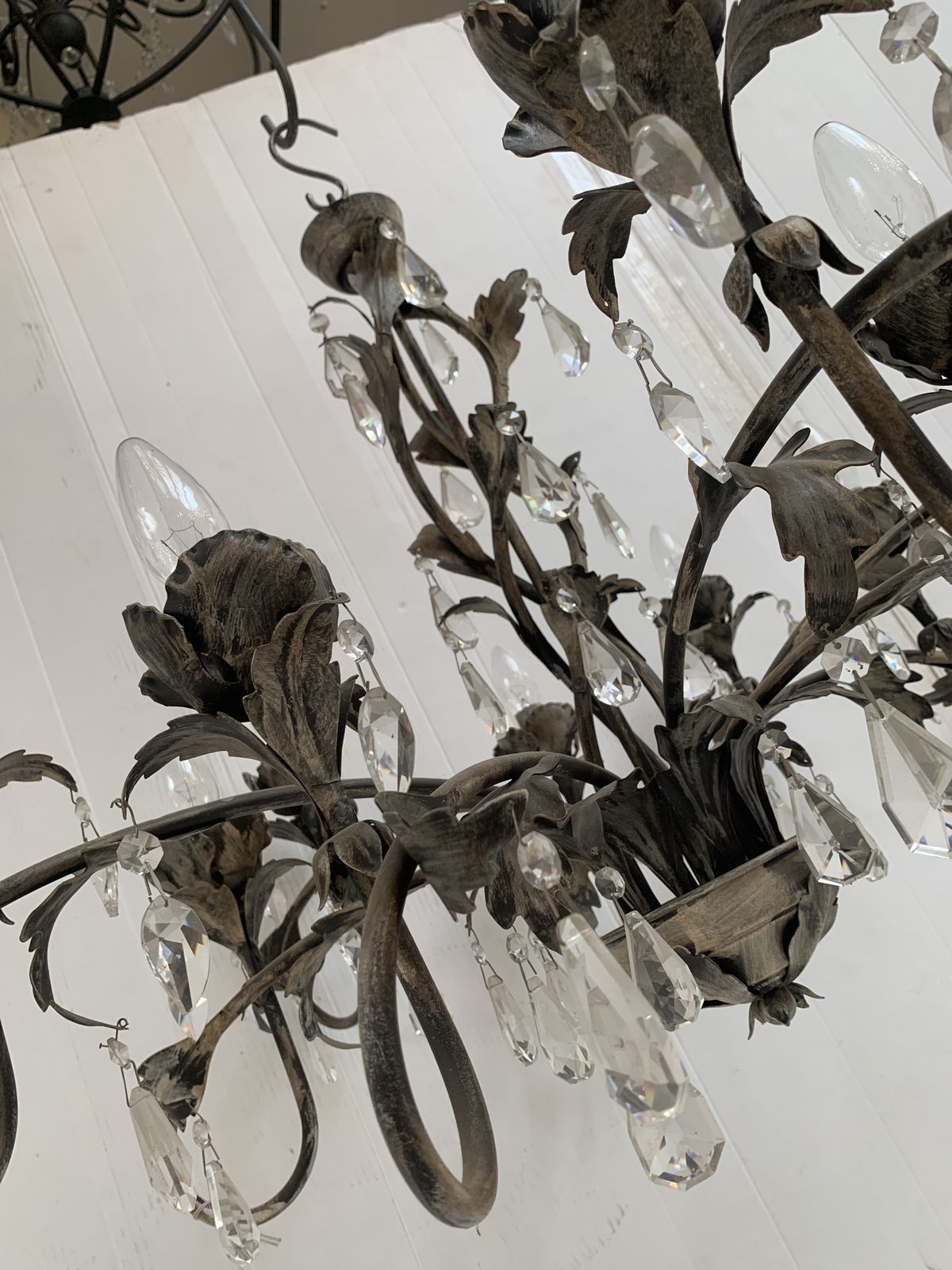 Chandelier In Brown And Gold  Handmade Brushled Metal, 10 Lights, Wrought Iron Florentine Art Made In Italy photo Lighting