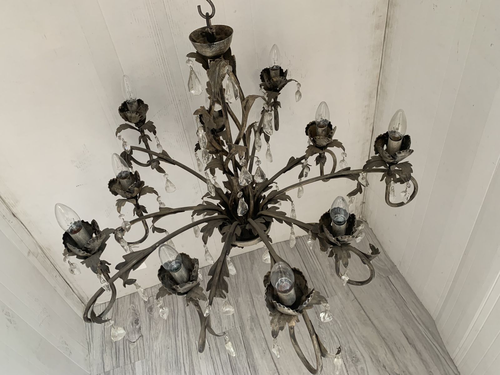 photo buy Chandelier In Brown And Gold  Handmade Brushled Metal, 10 Lights, Wrought Iron Florentine Art Made In Italy
