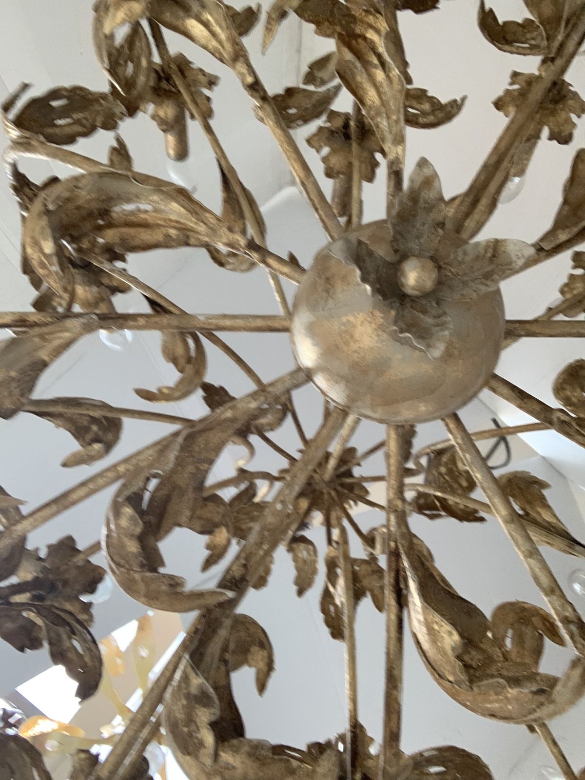 Chandelier In Gold  Handmade Painted Metal, 10 Lights, Wrought Iron Florentine Art Made In Italy photo for sale