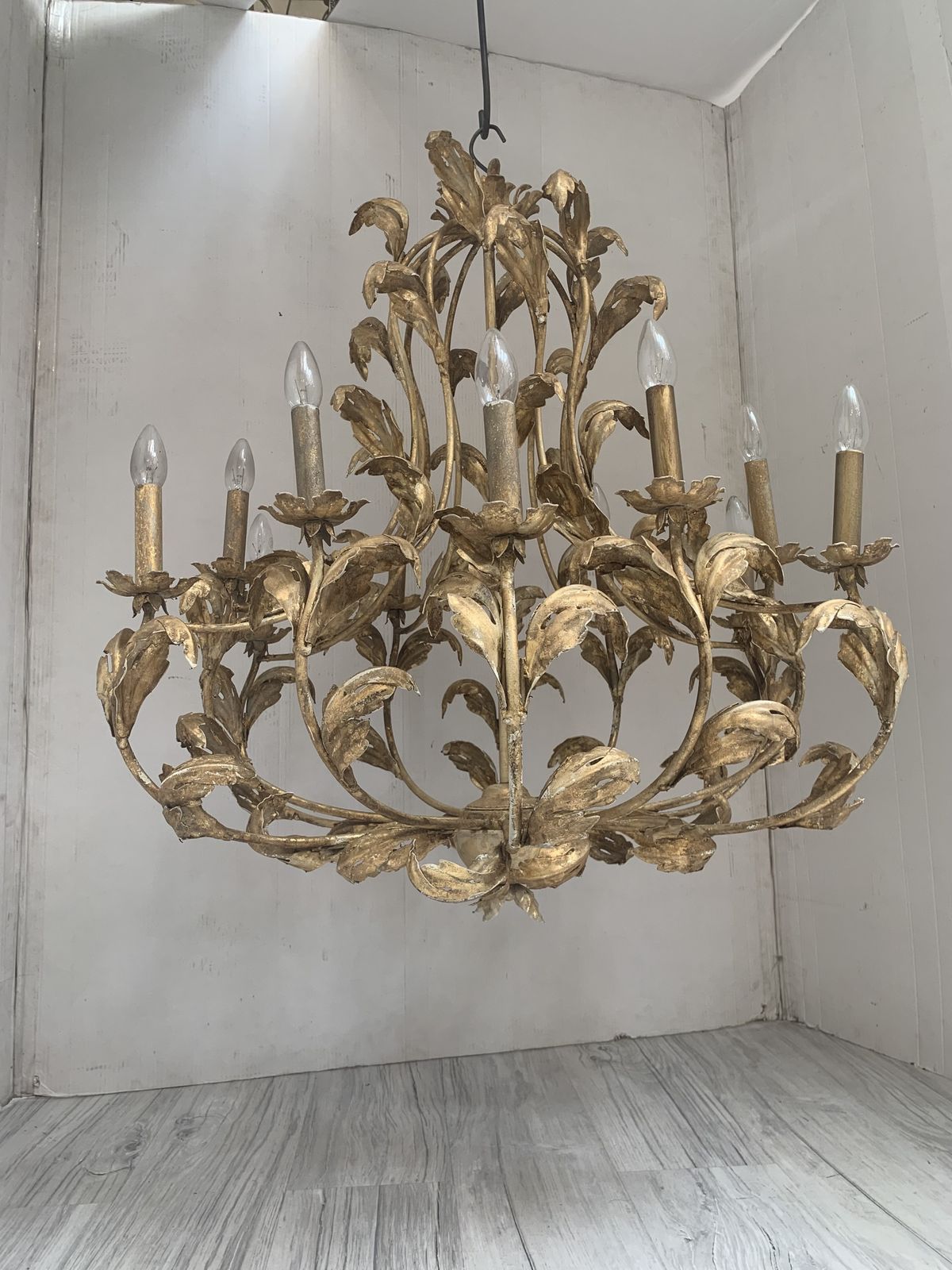 photo buy Chandelier In Gold  Handmade Painted Metal, 10 Lights, Wrought Iron Florentine Art Made In Italy
