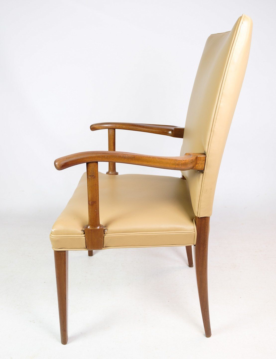 Armchair In Mahohgany And Light Leather By Jacob Kjær From 1950s photo vinterior