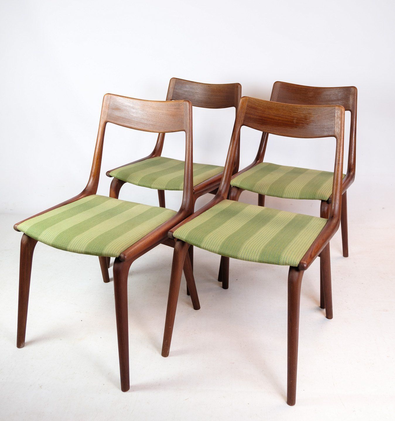 Four Dining Chairs Model Boomerang Made In Teak By Alfred Christensen For Slagelse Møbelfabrik From 1960s