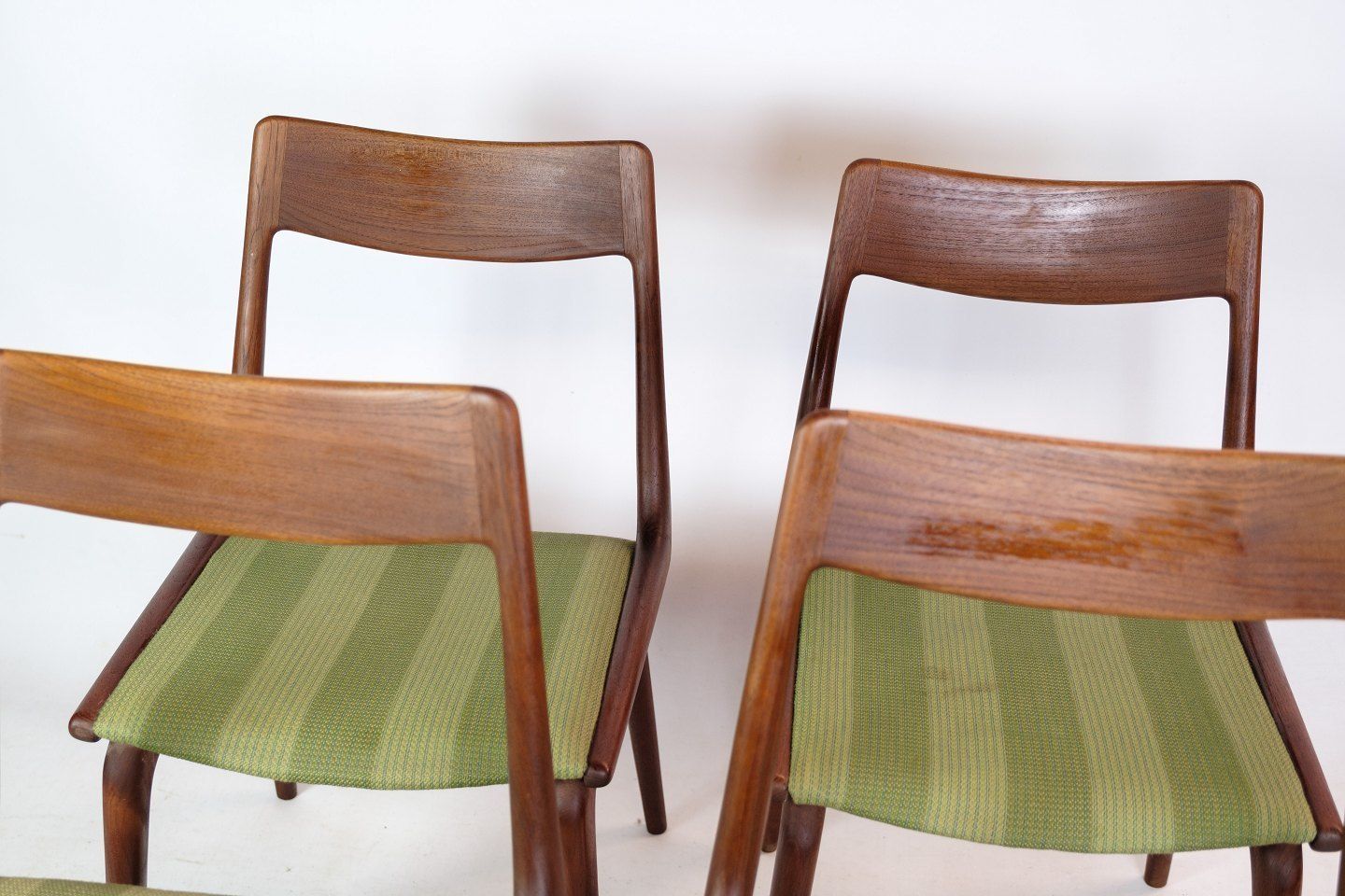 Four Dining Chairs Model Boomerang Made In Teak By Alfred Christensen For Slagelse Møbelfabrik From 1960s photo for sale