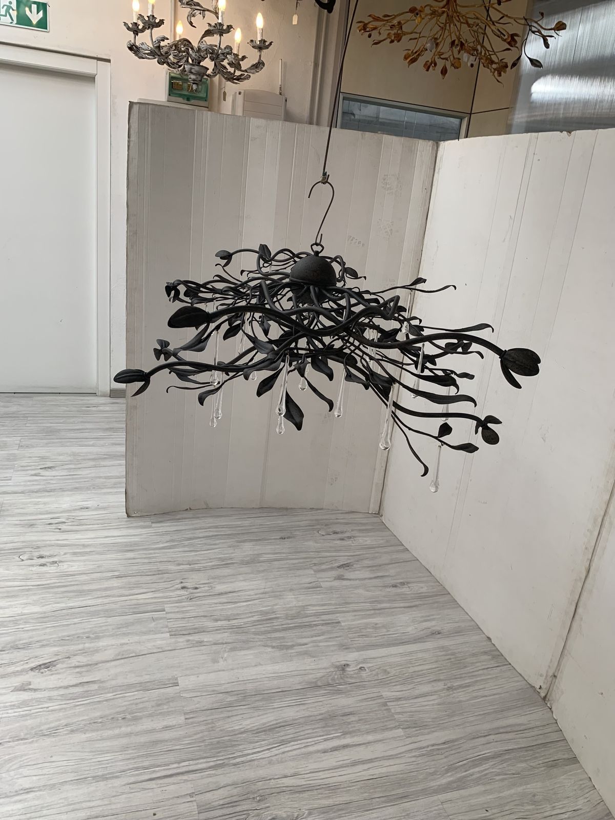 Lighting Chandelier In Black Metal Big And Impressive  Wrought Iron Florentine Art Made In Italy photo