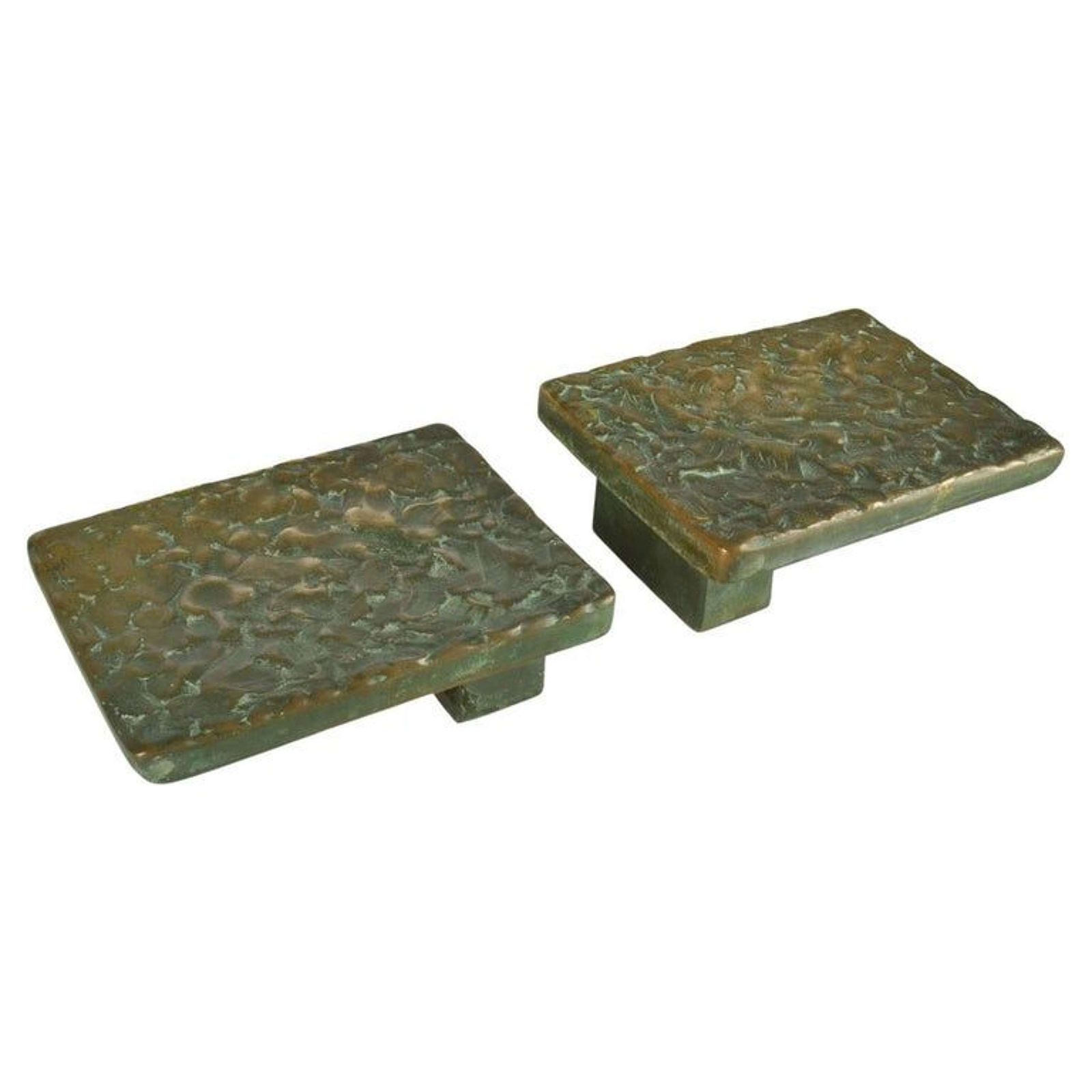 Pair Of Bronze Push Pull Horizontal Door Handles With A Ripple Relief