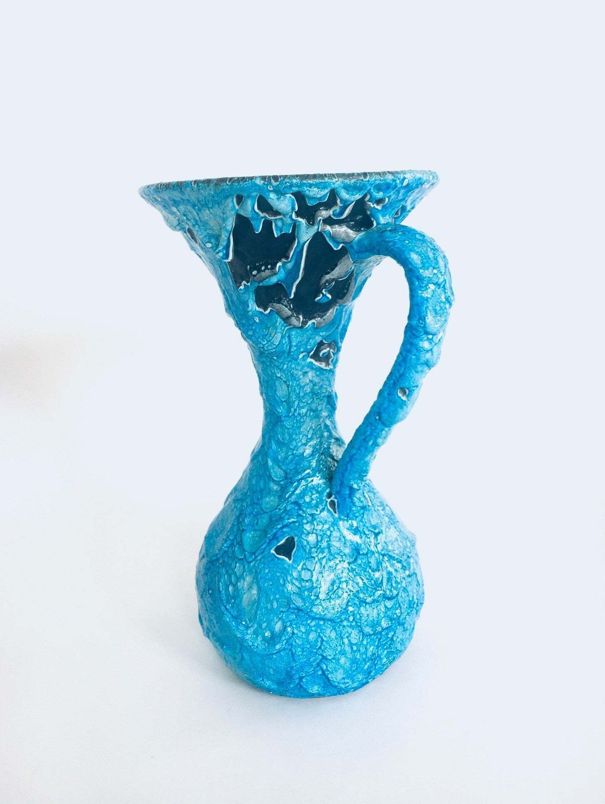 Mcm Art Ceramic Fat Lava Decanter Caraffe Vase, Italië Jaren 1960 photo vintage